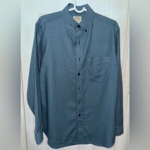 LL Bean Traditional Fit Long Sleeve Flannel Shirt Blue Houndstooth